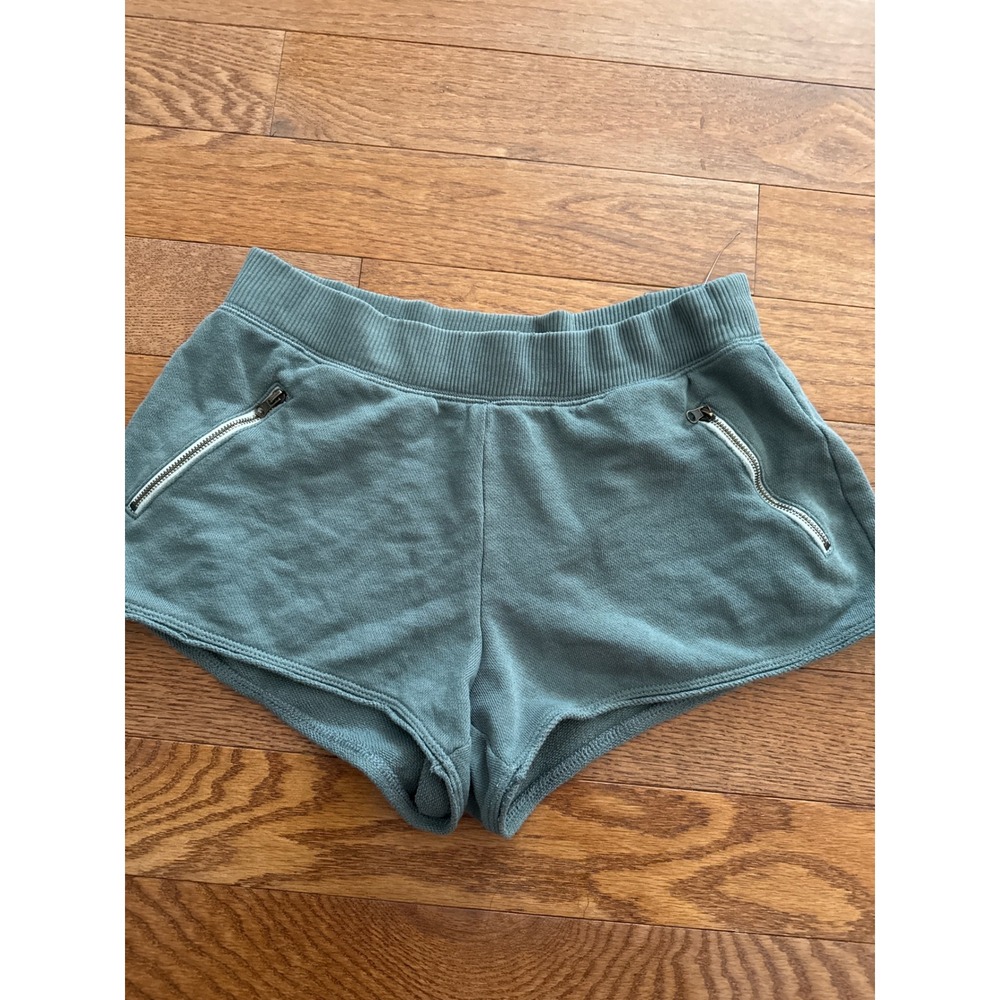 Aerie Women Sage Green French Terry Dolphin Shorts Zipper Pockets Medium beach